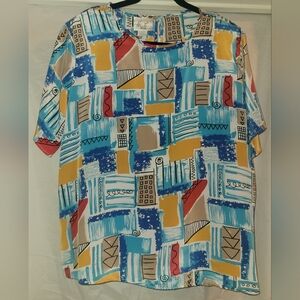 Kathie Lee - Colorful Vintage Blouse,   Size 18W.